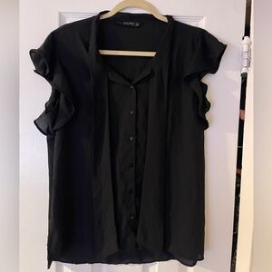 Zara black button up blouse